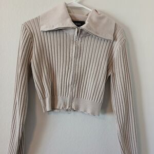 Cider Beige Ribbed Sweater Set